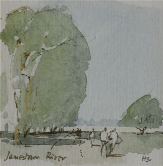 Sir Hugh Casson (1910-1999) Jamestown River 3.25 x 3.25in.